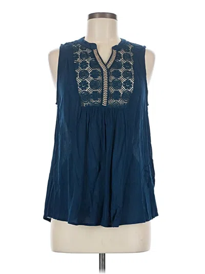 Pre-owned E&m Collection Sleeveless Blouse In Blue