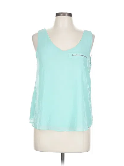 Pre-owned E&m Collection Sleeveless Top Teal V Neck Tops In Blue