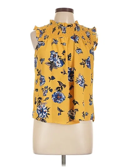 Pre-owned E&m Collection Tank Top Yellow Halter Neckline Tops