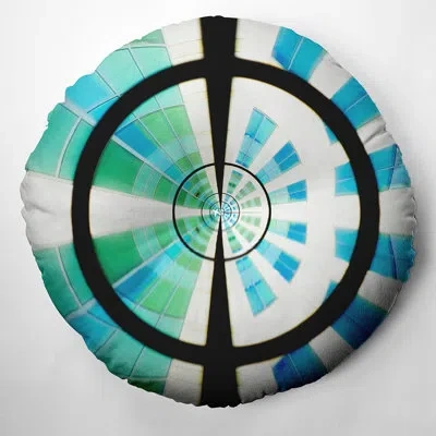 E By Design 106_bohemian & Eclectic Horizon Line Design Tufted Floor Pillow In Blue