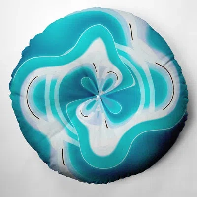 E By Design 116_bohemian & Eclectic Ice Flower Design Tufted Floor Pillow In Blue