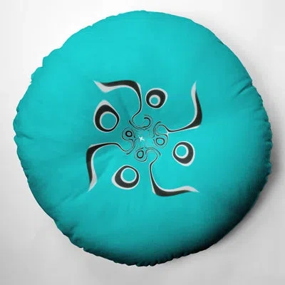 E By Design 124_bohemian & Eclectic Ice Pool Design Tufted Floor Pillow In Blue