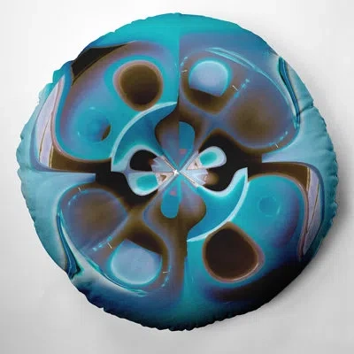 E By Design 126_bohemian & Eclectic Ice Puddle Design Tufted Floor Pillow In Blue