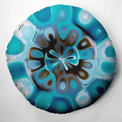 E By Design 128_bohemian & Eclectic Icey Splash Design Tufted Floor Pillow In Blue