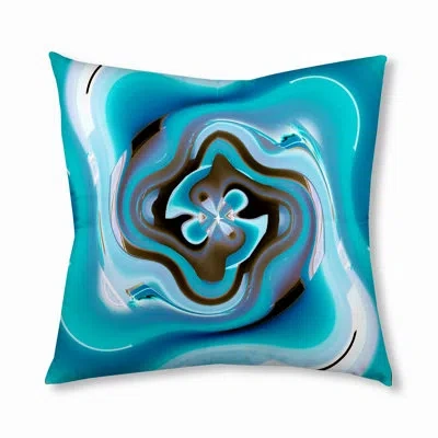 E By Design 131_bohemian & Eclectic Icey Swirl Design Tufted Floor Pillow In Blue