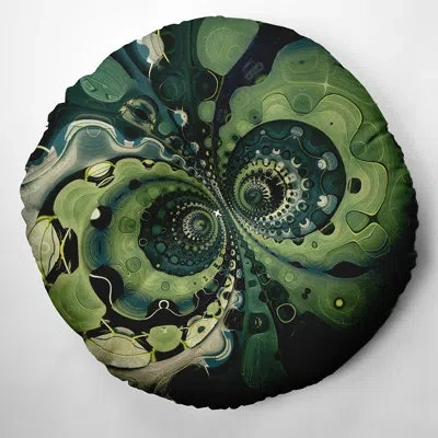 E By Design 148_bohemian & Eclectic Leaf Bubbles Design Tufted Floor Pillow In Green