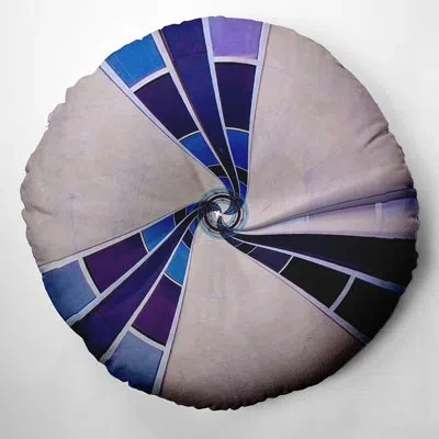 E By Design 158_bohemian & Eclectic Mosaic Design Tufted Floor Pillow In Blue