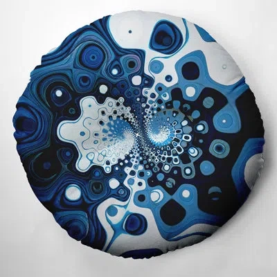 E By Design 162_bohemian & Eclectic Navy Twirl Design Tufted Floor Pillow In Blue