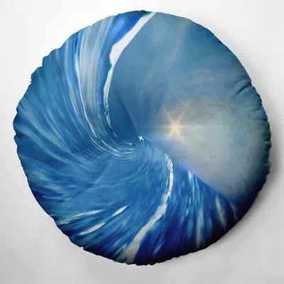 E By Design 166_bohemian & Eclectic Ocean Waves Design Tufted Floor Pillow In Blue