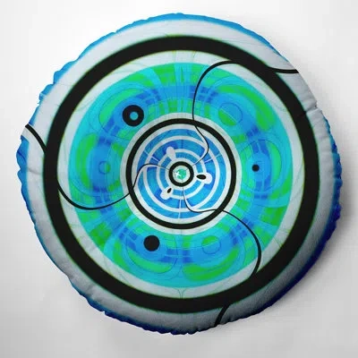 E By Design 168_bohemian & Eclectic Omnipotent Eye Design Tufted Floor Pillow In Blue