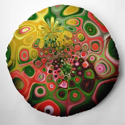 E By Design 172_bohemian & Eclectic Painters Pallet Design Tufted Floor Pillow In Multi