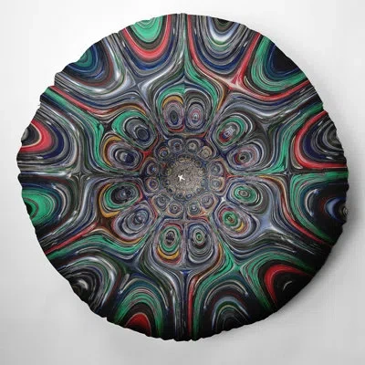 E By Design 176_bohemian & Eclectic Peacock Design Tufted Floor Pillow In Grey