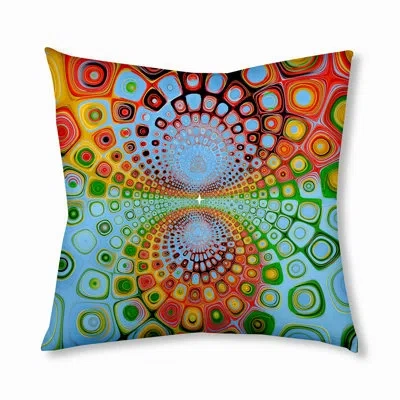E By Design 179_bohemian & Eclectic Phychedelic Swirls Design Tufted Floor Pillow In Orange