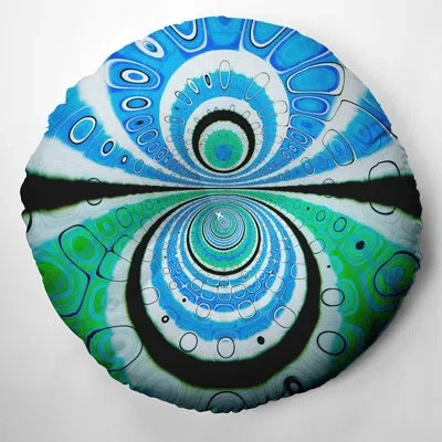 E By Design 182_bohemian & Eclectic Planetary Horizon Design Tufted Floor Pillow In Blue