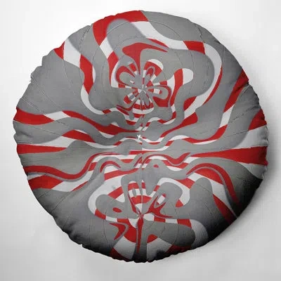 E By Design 192_bohemian & Eclectic Ribbon Stripes Design Tufted Floor Pillow In Red