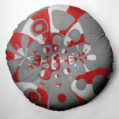 E By Design 196_bohemian & Eclectic Rolling Bubbles Design Tufted Floor Pillow In Red