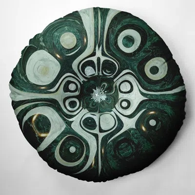 E By Design 214_bohemian & Eclectic Solar Star Design Tufted Floor Pillow In Green