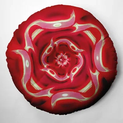 E By Design 21_bohemian & Eclectic Bandana Rose Design Tufted Floor Pillow In Red