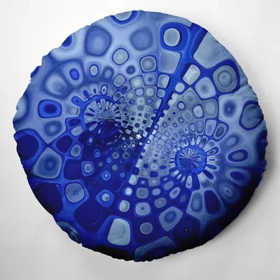 E By Design 272_bohemian & Eclectic Wave Pool Design Tufted Floor Pillow In Blue