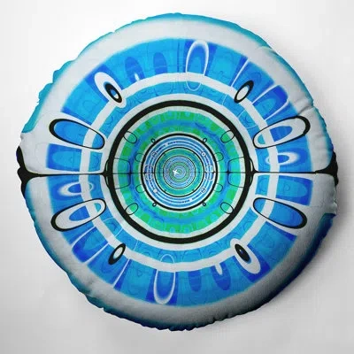 E By Design 273_bohemian & Eclectic Wave Pool Design Tufted Floor Pillow In Blue