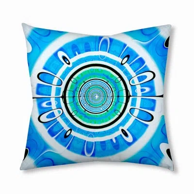 E By Design 275_bohemian & Eclectic Wave Pool Design Tufted Floor Pillow In Blue