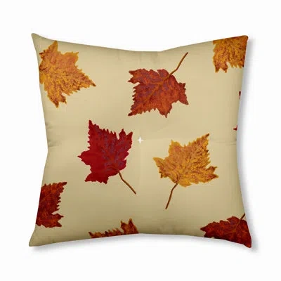 E By Design 280_dancing Leaves Design Tufted Floor Pillow In Yellow