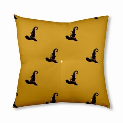 E By Design 281_dancing Leaves Design Tufted Floor Pillow In Yellow