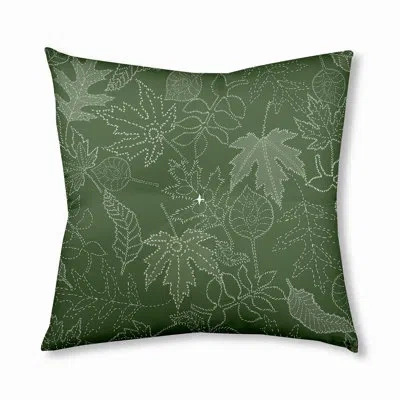 E By Design 287_dotted Leaves Fall Design Tufted Floor Pillow In Green