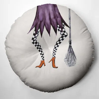 E By Design 296_esmerelda Halloween Design Tufted Floor Pillow In Ivory
