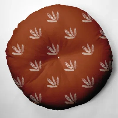 E By Design 306_feather Pattern Fall Design Tufted Floor Pillow In Orange