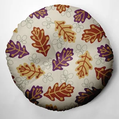 E By Design 307_feather Pattern Fall Design Tufted Floor Pillow In Orange