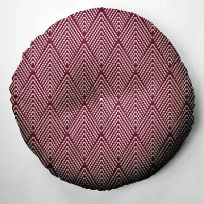 E By Design 308_feather Pattern Fall Design Tufted Floor Pillow In Red