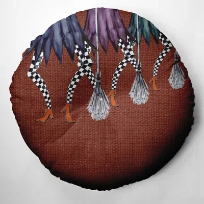 E By Design 311_feather Pattern Fall Design Tufted Floor Pillow In Orange