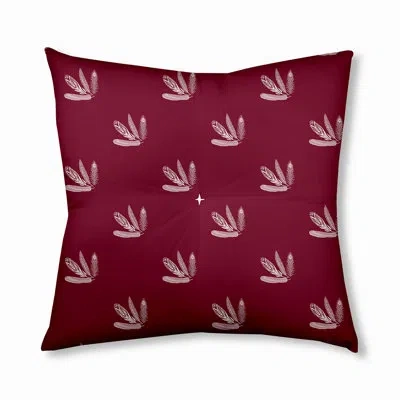 E By Design 312_feather Pattern Fall Design Tufted Floor Pillow In Red