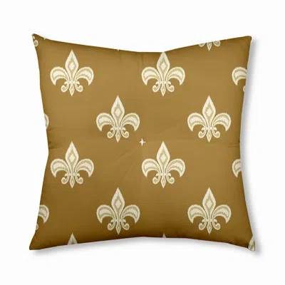 E By Design 319_fleur De Lis Design Tufted Floor Pillow In Gold