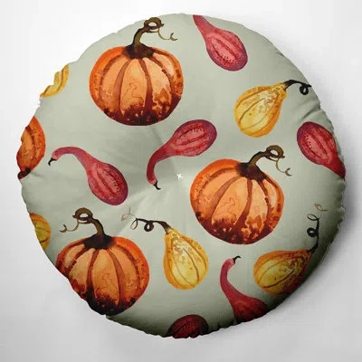 E By Design 320_gourds Galore Fall Design Tufted Floor Pillow In Green