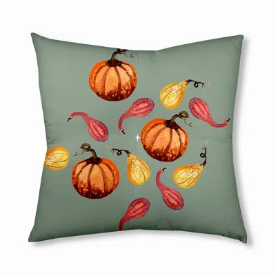 E By Design 321_gourds Galore Fall Design Tufted Floor Pillow In Green