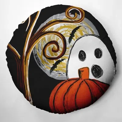 E By Design 326_ooky Spooky Halloween Design Tufted Floor Pillow In Black