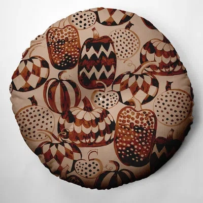 E By Design 330_pumpkins Galore Fall Design Tufted Floor Pillow In Almond