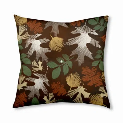E By Design 339_watercolor Leaves Fall Design Tufted Floor Pillow In Brown