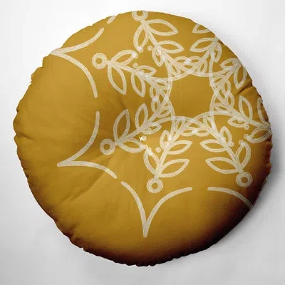 E By Design 340_web Art Halloween Design Tufted Floor Pillow In Yellow