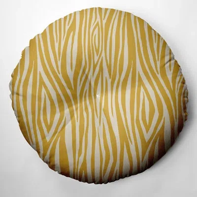 E By Design 350_wood Stripe Design Tufted Floor Pillow In Yellow
