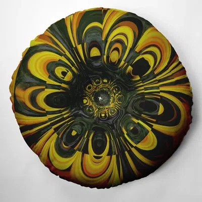 E By Design 38_bohemian & Eclectic Big Yellow Flower Design Tufted Floor Pillow