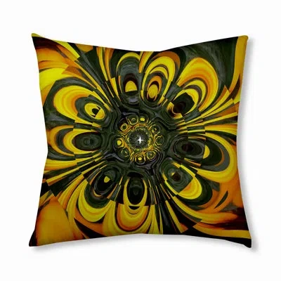 E By Design 39_bohemian & Eclectic Big Yellow Flower Design Tufted Floor Pillow