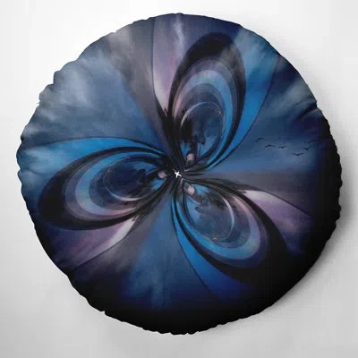E By Design 40_bohemian & Eclectic Blue Bird Design Tufted Floor Pillow In Black