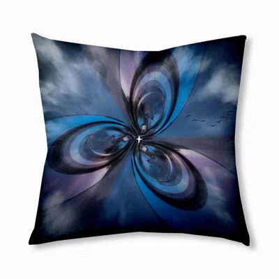 E By Design 41_bohemian & Eclectic Blue Bird Design Tufted Floor Pillow In Black