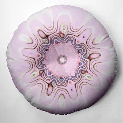 E By Design 54_bohemian & Eclectic Blush Flower Design Tufted Floor Pillow In Pink