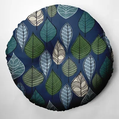 E By Design 5_autumn Leaves Design Tufted Floor Pillow In Navy