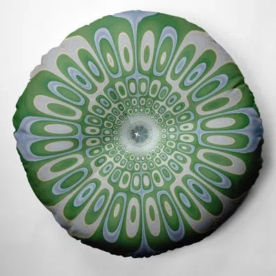 E By Design 98_bohemian & Eclectic Frog's Eye Design Tufted Floor Pillow In Green