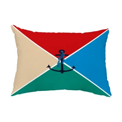 E By Design Anchor Flag Indoor/outdoor Pillow In Red